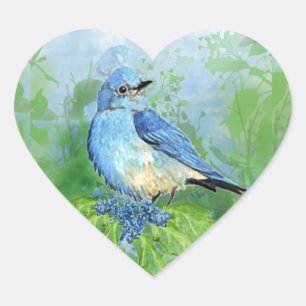 Watercolor Mountain Bluebird Blue Bird Art for the Heart Sticker