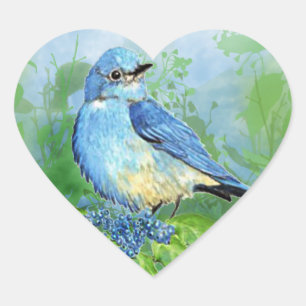 Watercolor Mountain Bluebird Blue Bird Art for the Heart Sticker