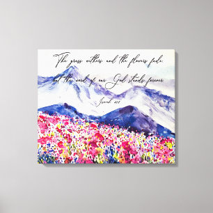 Watercolor Mountain Faith Quote Canvas Print