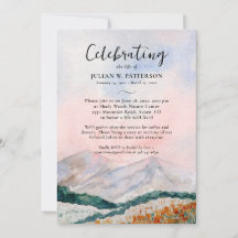 Watercolor Mountain Field Celebration of Life