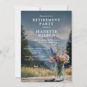 Watercolor Mountain Floral Retirement Party Invitation