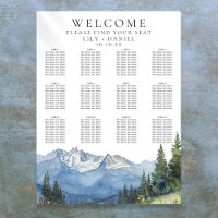 Watercolor Mountain Floral Wedding Seating Chart