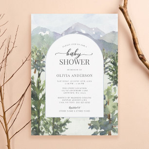 Watercolor Mountain Forest Arch Baby Shower Invitation