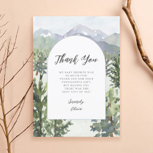 Watercolor Mountain Forest Arch Baby Shower Thank You Card