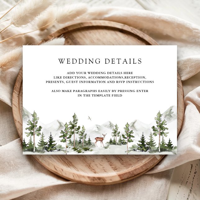Watercolor Mountain Forest Deer Wedding Details Enclosure Card (Creator Uploaded)