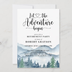 Watercolor Mountain Forest Retirement Party Invitation
