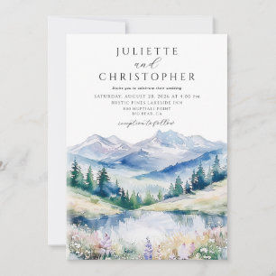 Watercolor Mountain Forest Wedding Invitation