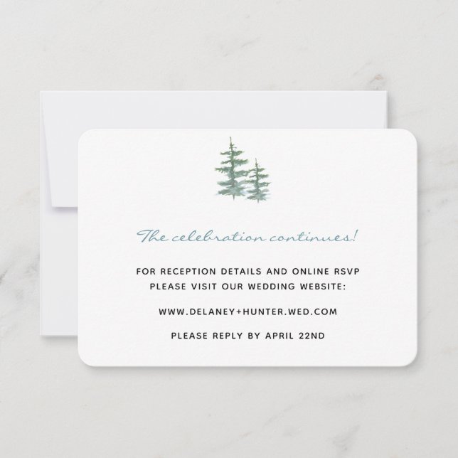 Watercolor Mountain Lake Theme Wedding Detail Card (Front)