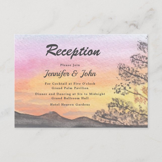 Watercolor Mountain Lake View Wedding Enclosure Ca Card (Front)