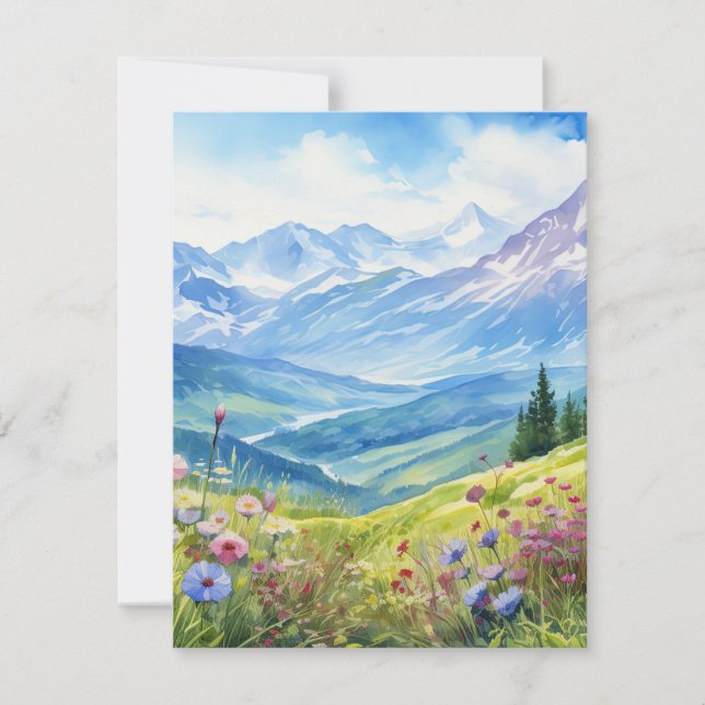 Watercolor Mountain Landscape Background Card (Front)