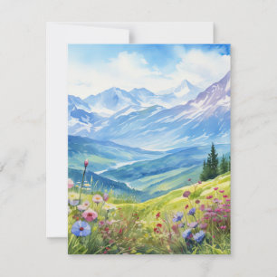 Watercolor Mountain Landscape Background Card