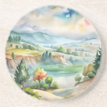 Watercolor Mountain Landscape
