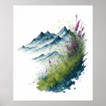 Watercolor Mountain Landscape