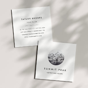 Watercolor Mountain Logo Square Business Card