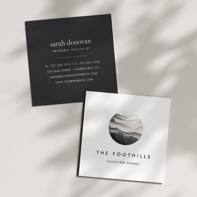 Watercolor Mountain Logo Square Business Card (Creator Uploaded)