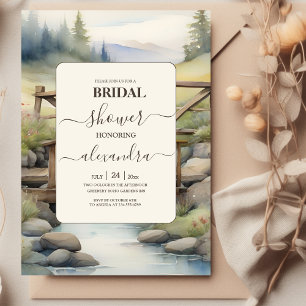 Watercolor Mountain Meadow Bridal Shower Invitation