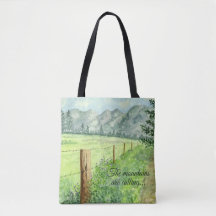 Watercolor mountain meadow Tote