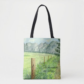 Watercolor mountain meadow Tote
