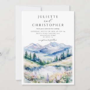 Watercolor Mountain Meadow Wedding Invitation
