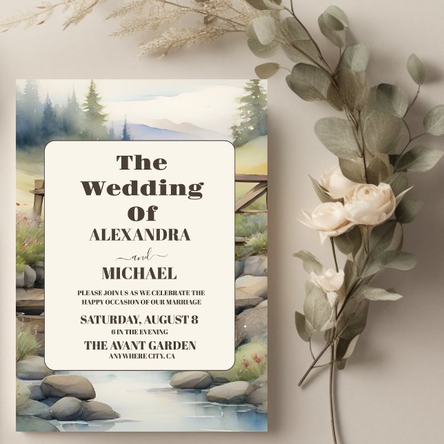 Watercolor Mountain Meadow Wedding Invitation (Creator Uploaded)