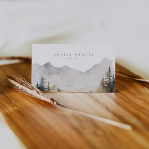 Watercolor Mountain Outdoor Wedding  Place Card