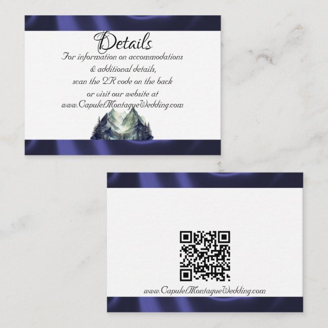 Watercolor Mountain & Ribbon, QR Code Enclosure Card (Front/Back)