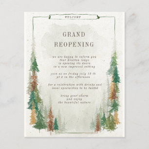 Watercolor Mountain Rustic Grand Reopening Flyer