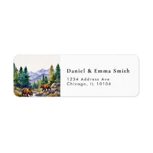 Watercolor Mountain Rustic Pine Return Address