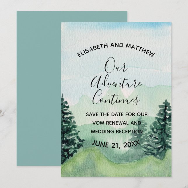 Watercolor Mountain Save the Date Invitation (Front/Back)