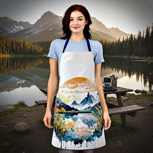 Watercolor mountain scene apron (Creator Uploaded)