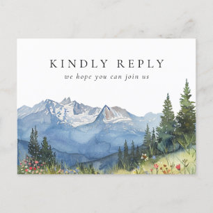 Watercolor Mountain Song Request RSVP Postcard