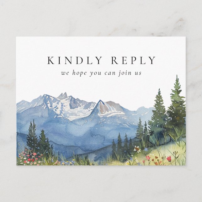 Watercolor Mountain Song Request RSVP Postcard (Front)