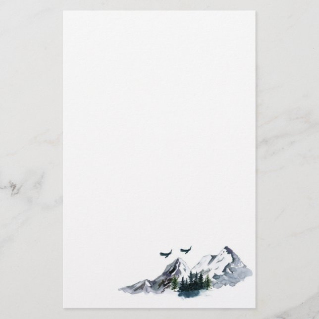 Watercolor Mountain Stationery Paper (Front)