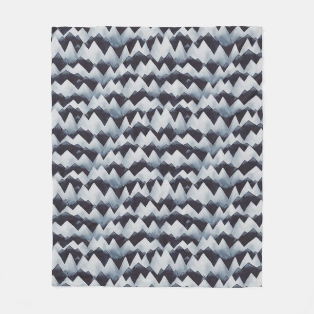 Watercolor Mountain Stripes Pattern Fleece Blanket (Front)