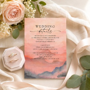Watercolor Mountain Sunset Rustic Wedding Details Enclosure Card