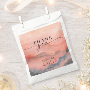 Watercolor Mountain Sunset Rustic Wedding Favour Bags