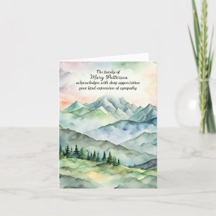 Watercolor Mountain Valley Sympathy Thank You Card