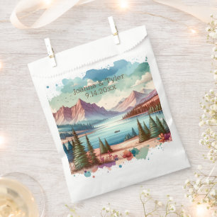 Watercolor Mountain Views Wedding Favour Bags