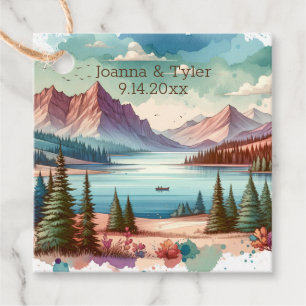 Watercolor Mountain Views Wedding Thank You Favour Tags