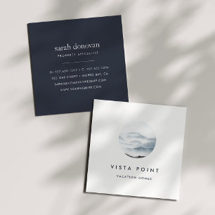 Watercolor Mountain Vista Logo Square Business Card