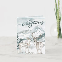 Watercolor Mountain Watercolor | Woodland Deer