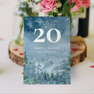Watercolor Mountain Wedding Dusk Table Number 5x7
