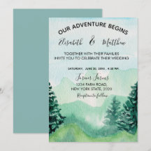 Watercolor Mountain Wedding Invitation