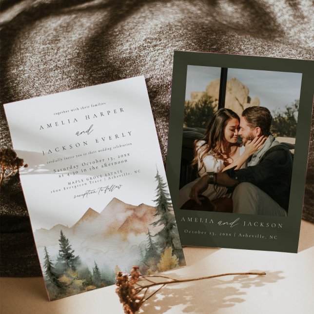 Watercolor Mountain Wedding Invitation (Creator Uploaded)
