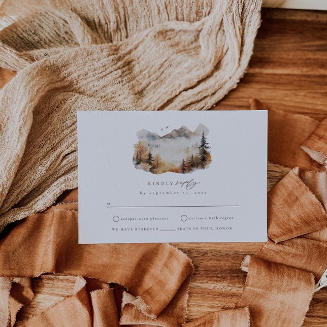 Watercolor Mountain Wedding RSVP Enclosure Card (Creator Uploaded)