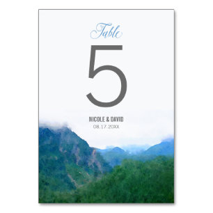 Watercolor Mountain Wedding Table Number