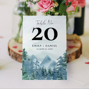 Watercolor Mountain Wedding Table Number 5x7