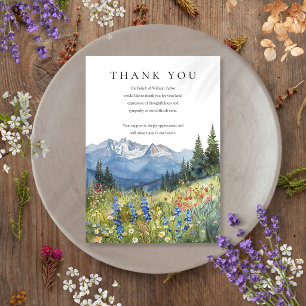 Watercolor Mountain Wildflower Funeral Thank You Card