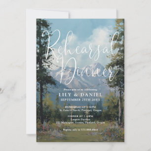 Watercolor Mountain Wildflower Rehearsal Dinner Invitation