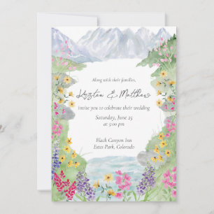 Watercolor Mountain Wildflower Wedding Invitation